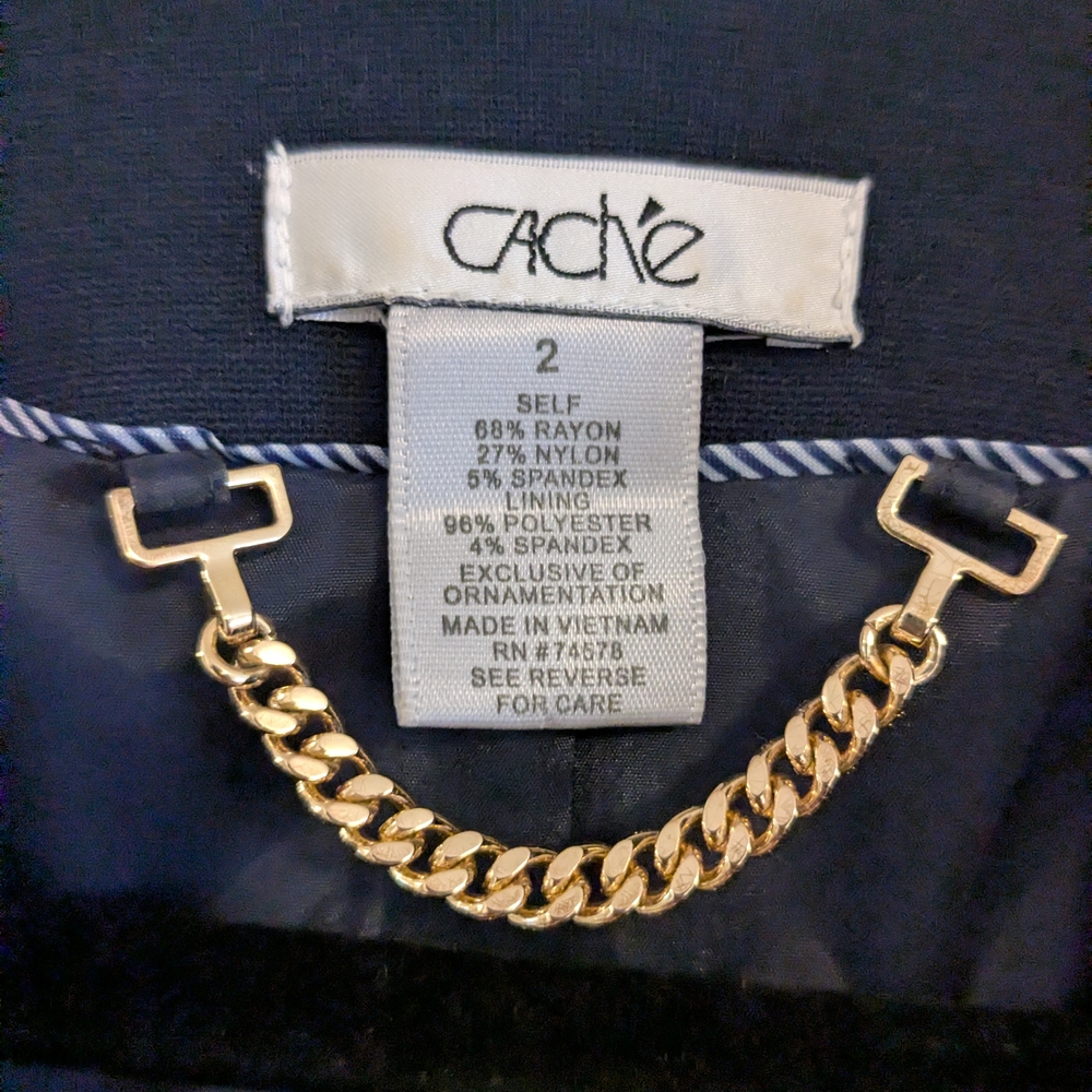 Cache Women's Navy Blazer with Gold Accents - Picture 4 of 9